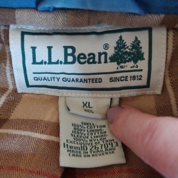 L.L. Bean Blue Utility Jacket with Brown Collar - Picture 4 of 4
